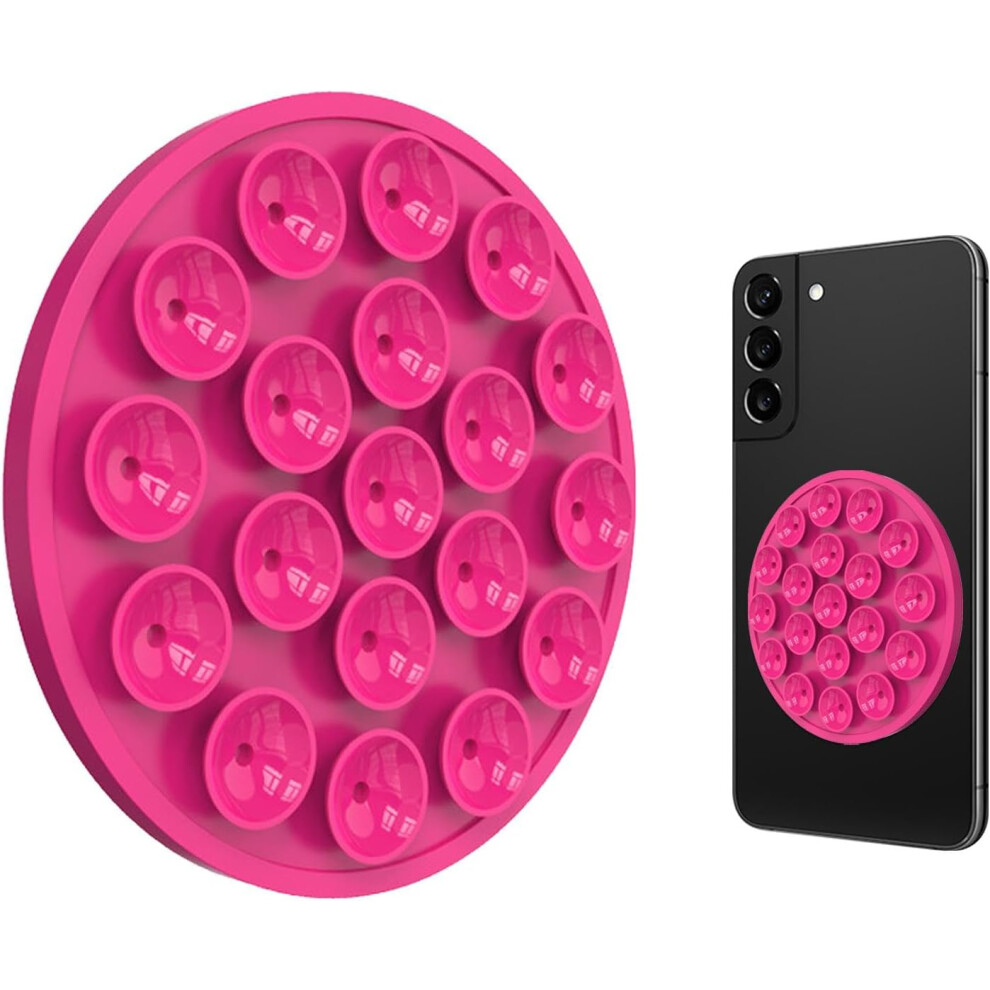 (Red) Suction Phone Case Mount - Magnetic Silicone Phone Suction Grip,Phone Stand Sticky For Selfies & Videos, Mirror Shower Phone Holder For Most Cel Red