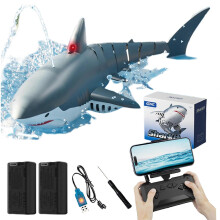 (Webcam 30 minutes) 2.4G Remote Control Shark Toy with 4K HD Camera, Light & Spray Water for Swimming Pool Toys