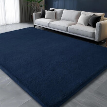 (200 x 300 cm) Navy Blue Fluffy Rug - Super Soft Short Pile Rugs with Anti-Slip Backing - Washable Area Rug for Living Room, Bedroom & Kids Room