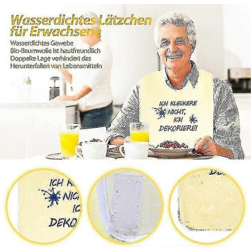 Reusable and waterproof bibs for adults, fun and practical for elderly and disabled people 2