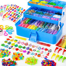 INSCRAFT 17500+ RUBBER LOOM BANDS MED 3 LASSE DEEP BL? CONTAINER 28 FARVER 600 S-CLIPS 352 PEAKS 40 Cartoon Pendant Bracelet Making Refill Kit ti