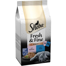 Sheba Fresh & Fine Wet Cat Food Pouches Salmon & Tuna in Gravy ( 6x50g ) x 8 Packs