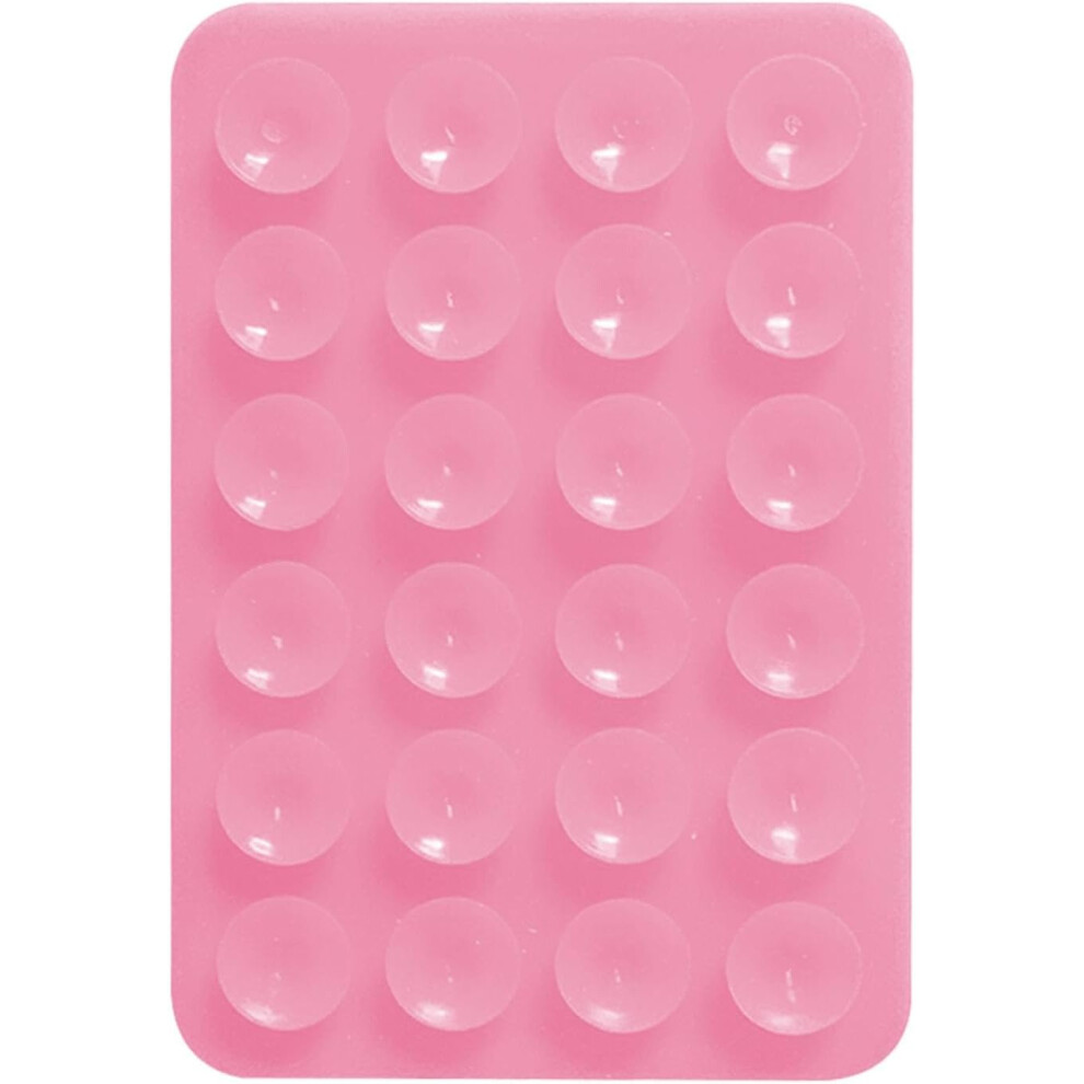 (Pink) Silicone Suction Cup Phone Case, Silicone Suction Cup Phone Case Mount Double Sided, Hands-Fre e Mirror Shower Phone Holder, Non Slip Suction Cup