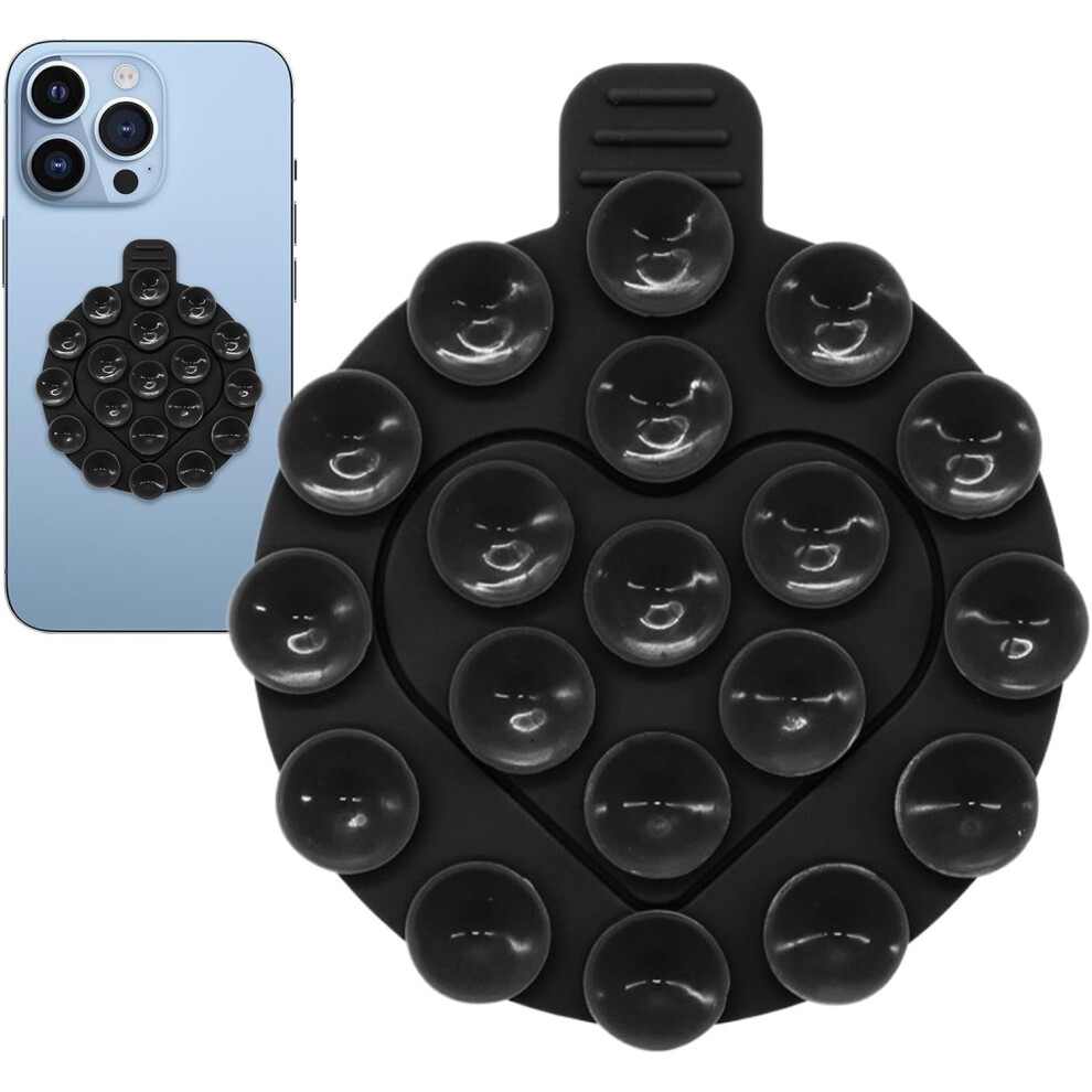 (Black) Magnetic Suction Cup Phone Mount, Strong Suction Cup Cellphone Case Grip, Non Slip Suction Cup Phone Mount, Stable Suction Cell Phone Love Hol