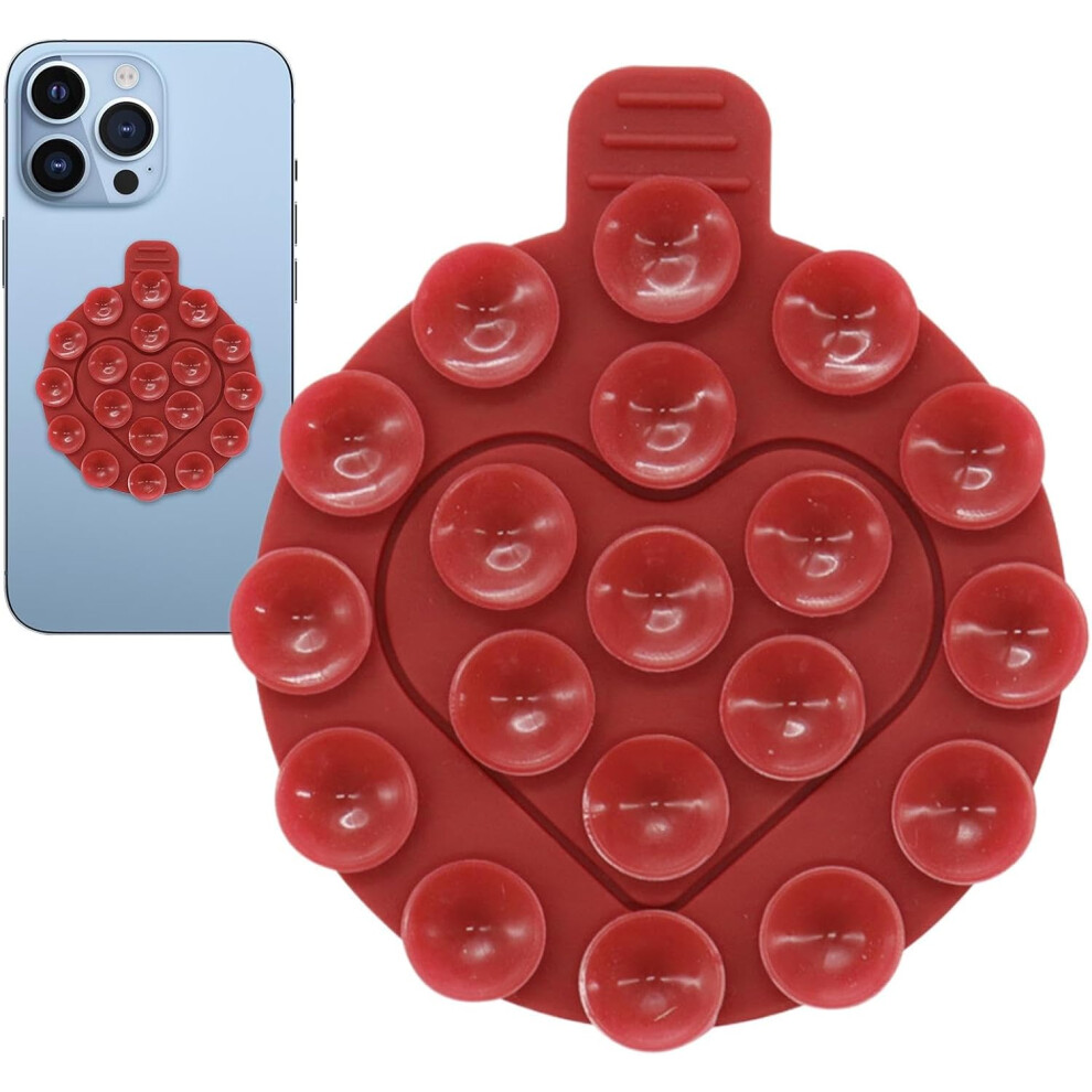(Wine Red) Magnetic Suction Cup Phone Mount, Strong Suction Cup Cellphone Case Grip, Non Slip Suction Cup Phone Mount, Stable Suction Cell Phone Love