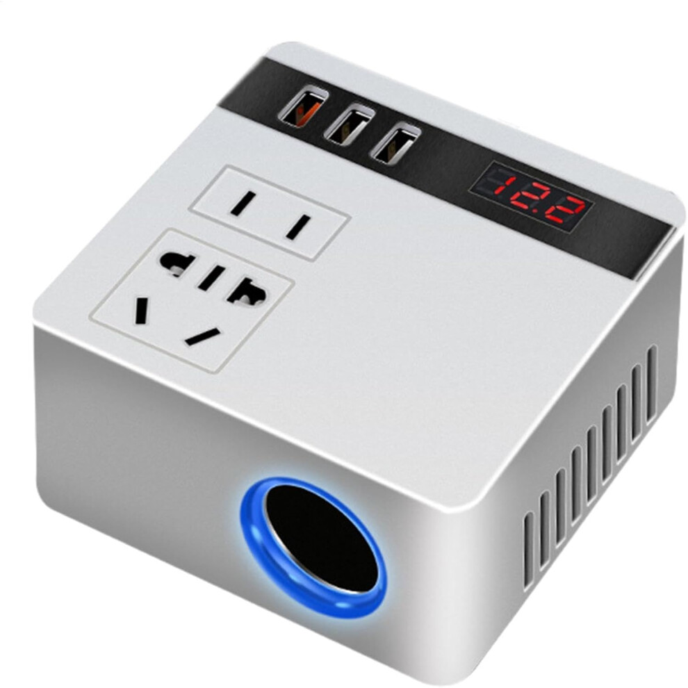 (Square white US standard 12V output 110V) Car Plug In Adapter Outlet - Household Socket,Electric Car Charger, 150W Quick Charging For Travel, Compressor
