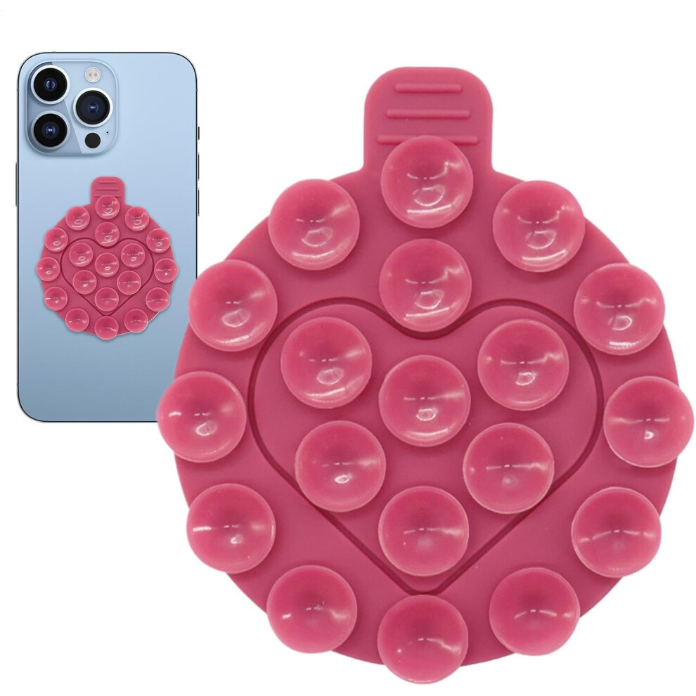 (Hot Pink) Magnetic Suction Cup Phone Mount, Strong Suction Cup Cellphone Case Grip, Non Slip Suction Cup Phone Mount, Stable Suction Cell Phone Love