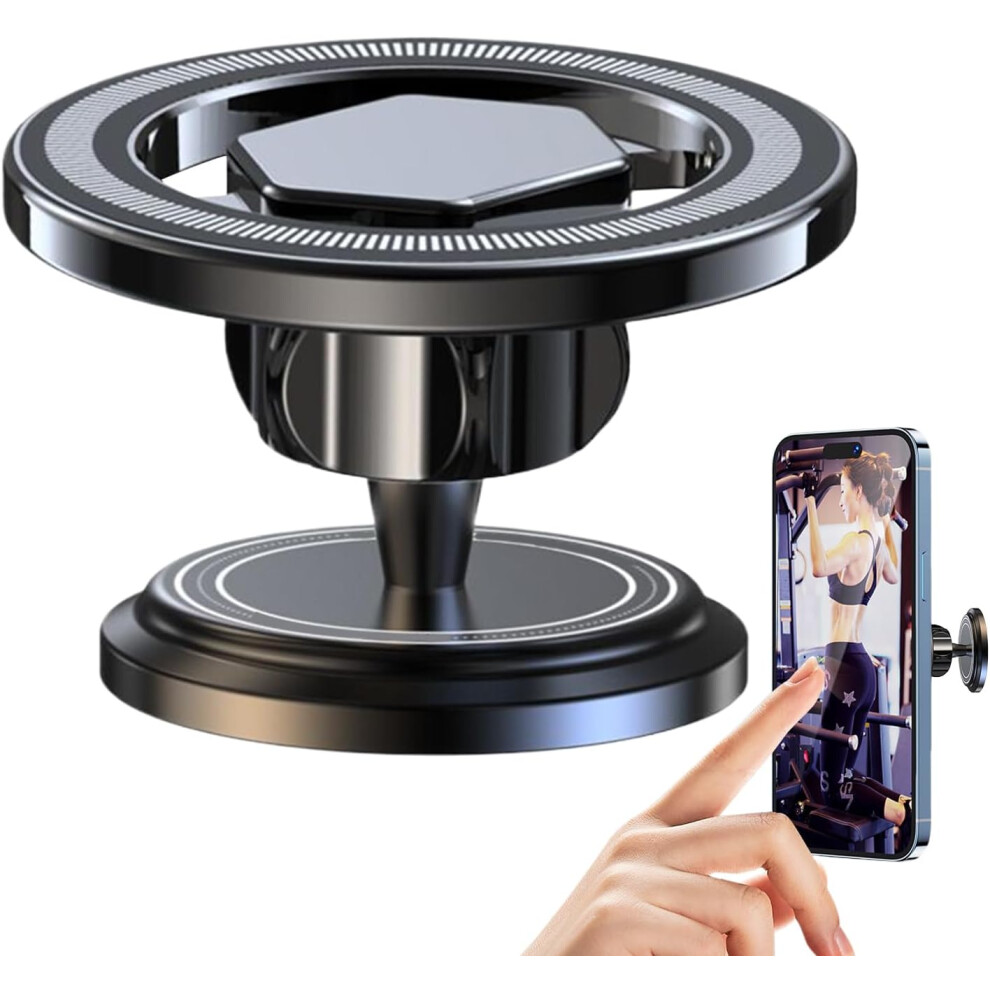 Gym Magnetic Phone Holder | Double Magnet Phone Holder for Fitness,Attach to Metal Portable 360 Degree Rotating Strong Hold Smartphone Cradle for