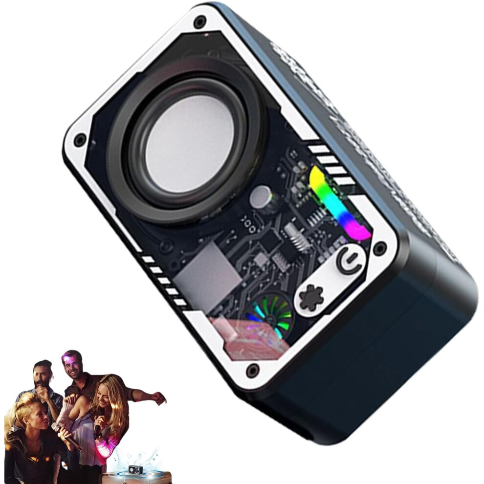 (Black) Small Speaker,Vibrant Sounding Audio | Multifunctional Colorful Led 3D Surround Sound Speaker For Party, Wedding, Beach, Camping Black