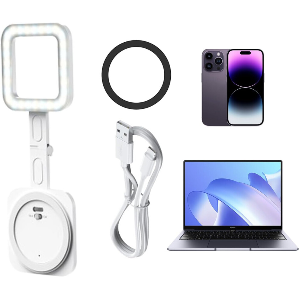 () Selfie For Phone - Rechargeable Selfie Phone Camera ,Up To 9000K Rechargeable Dimmable Square Fill Lamp For Mobile Photography Vide White/Light