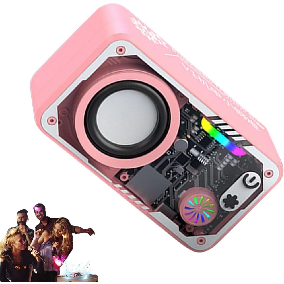 (Pink) Small Speaker,Vibrant Sounding Audio | Multifunctional Colorful Led 3D Surround Sound Speaker For Party, Wedding, Beach, Camping Pink