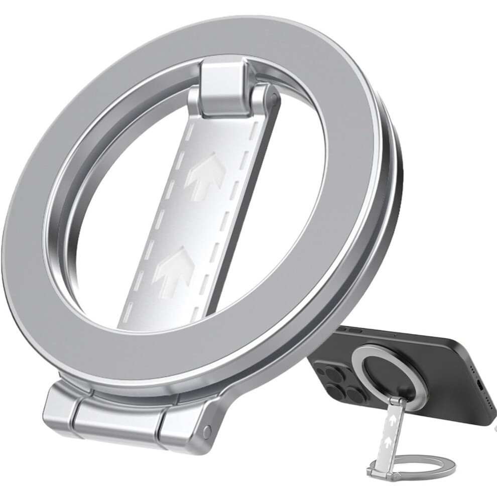 (Silver) Magnetic Phone Holder,Foldable Desktop Phone Holder Cell Phone Mount - Alloy Cell Phone Stand Holder Desktop Phone Stand For Smartphones Silver