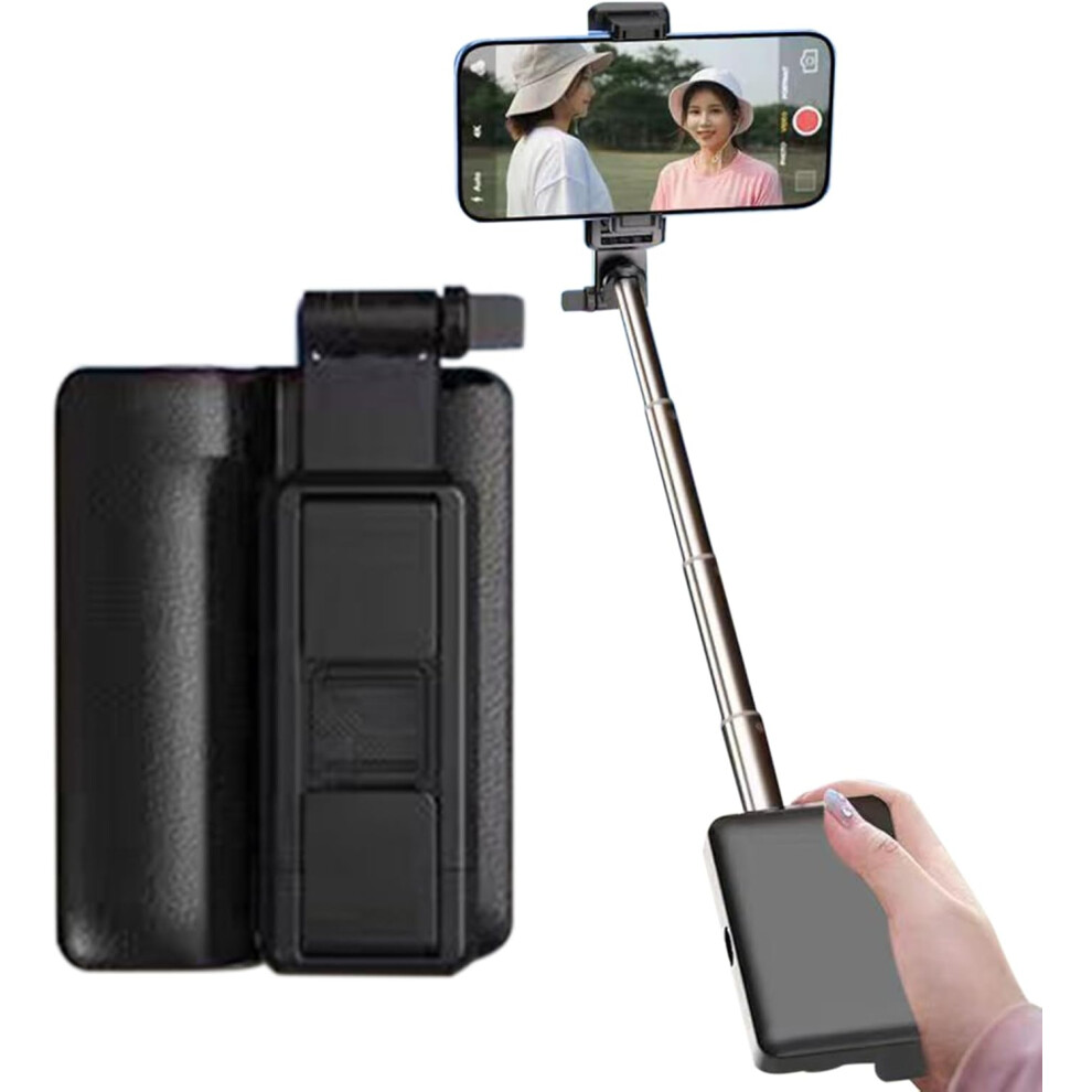 (Black) Compact Selfie Stick,Compact Phone Selfie Stick Stand | Magnetic Design, Group Photograph Gadget, Wireless Remote Control, Cellphone Tripod For Live