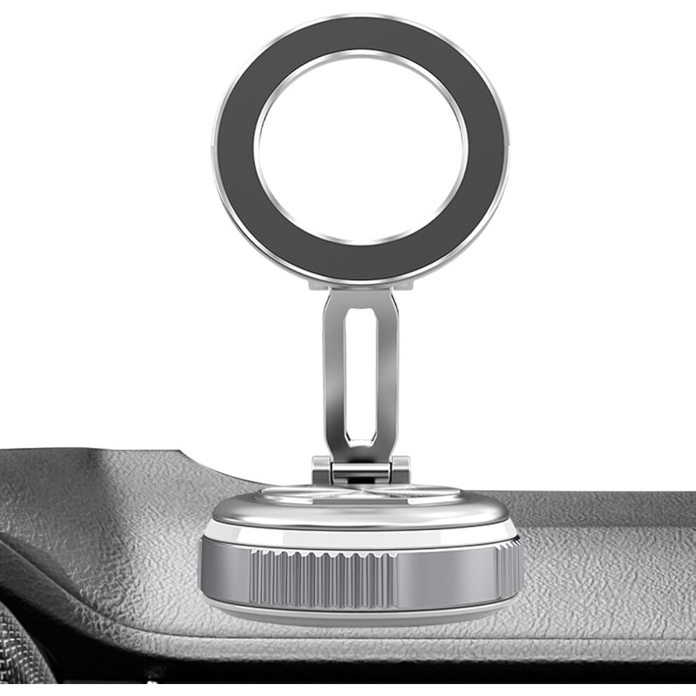 (Silver) Suction Cup Phone Mount,Adjustable Magnetic Phone Holder With 360-Degree Rotation | Automobile Cradles For Vertical And Horizontal Screens Silver