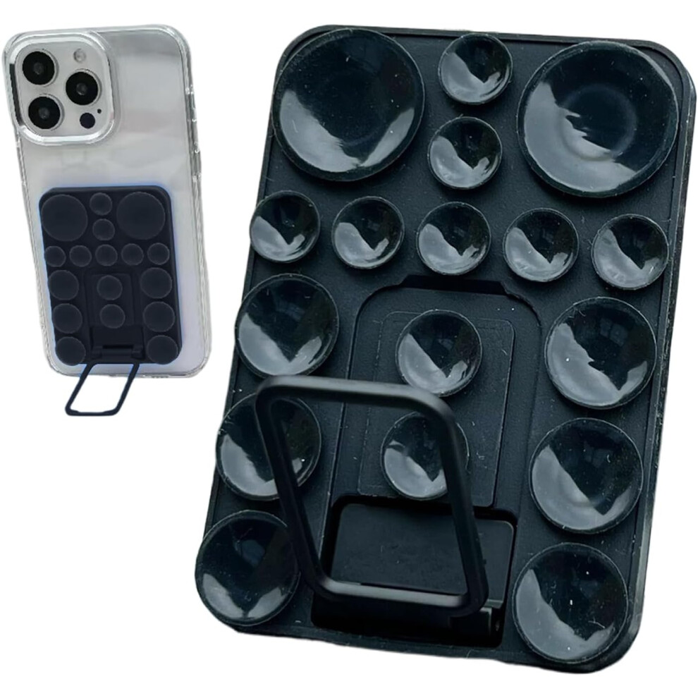 (Black) Phone Suction Grip,Double Sided Phone Case Mount Sticky Stand Suction Cup - Adhesive Cellphone Strong Adsorption Holder For Dashboard, Center Black