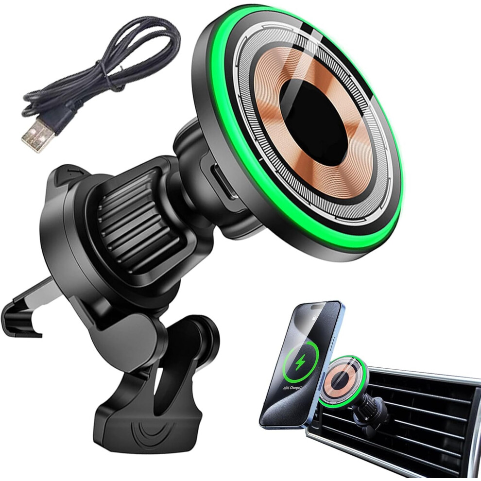 Auto Clamping Car Charger | Fast Charging Phone Stand,360 Rotation Wireless Holder for Vent Dash Automobile Accessories with Secure Grip