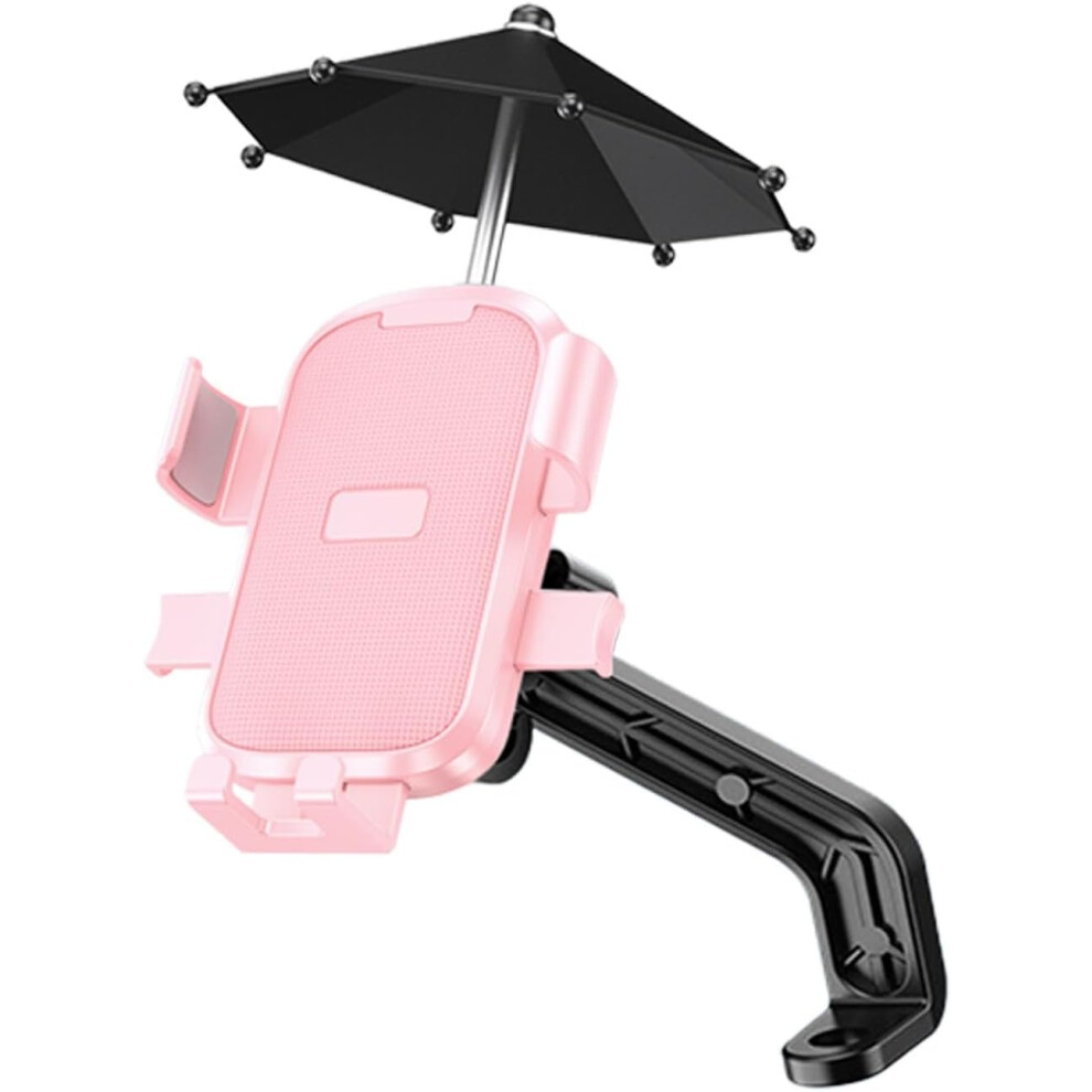 (Rear View Mirror With Umbrella, ) Bicycle Phone Holder | Portable Bicycle Handlebar Phone Mount | Bike Cellphone Holder, Rotatable Handlebar Phon Pink