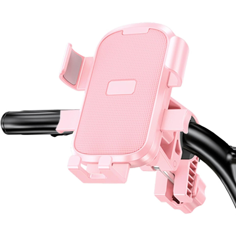 (Handlebar Model, ) Bicycle Phone Holder | Portable Bicycle Handlebar Phone Mount | Bike Cellphone Holder, Rotatable Handlebar Phone Clamp For Ele Pink