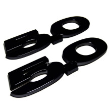2 stykker (par) 5,0 liter d?rsk?rm sideemblem m?rkeplade til Ford Mustang F150 GT - Fuld sort (ingen r?d prik)