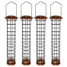 Large Copper Style Hanging Bird Suet Fat Ball Feeder (Set of 4)
