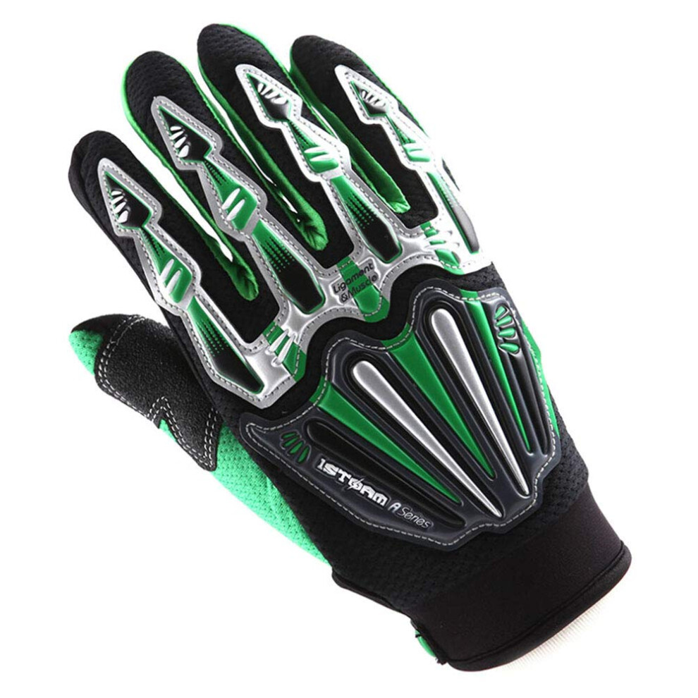 Gants De Motocross 1Storm Youth Pour Enfants, Gants De Cyclisme, De Moto, De Bmx, De Vtt, De Dirt Bike, De V Lo, Vert Squelette-image
