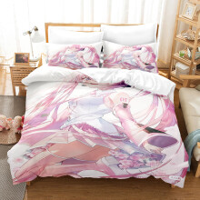 (9, 135*200 Two-piece Set) New digital printing Hatsune Miku bedding three-piece set to picture plus print four-piece set bedding set