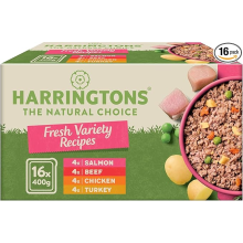 Harringtons Complete Wet Tray Grain Free Hypoallergenic Adult Dog Food Classics Variety Pack 16x400g - Salmon, Beef, ch