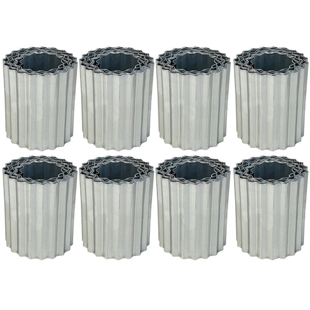 Set of 8 Galvanised Steel Lawn Edging Rolls (16.5cm x 5m)
