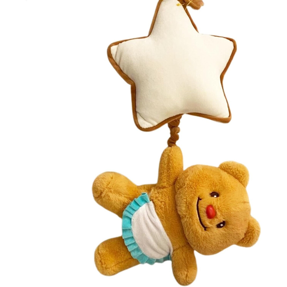 Stroller Seat Bell for Baby,Plush Pendant Bell Butter Bear Carseat Rattle with Star - Soft Sensory Toy Chime Activity Music Box for Stroller