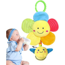 (A) Cartoon Animal Carseat Toys | Soft Hangable Sensory Learning Stroller Toy | Skin-Friendly Car Seats Mobile Rattle for Toddler Bouncer, Bassinet, Crib