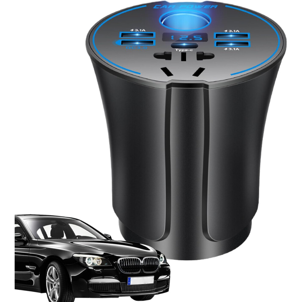 Car Charger Port, USB Car Charger Adapter Inverter, 12v/24v to 220v Safe Multi-function Accessories for Tablets Laptops Road Trips