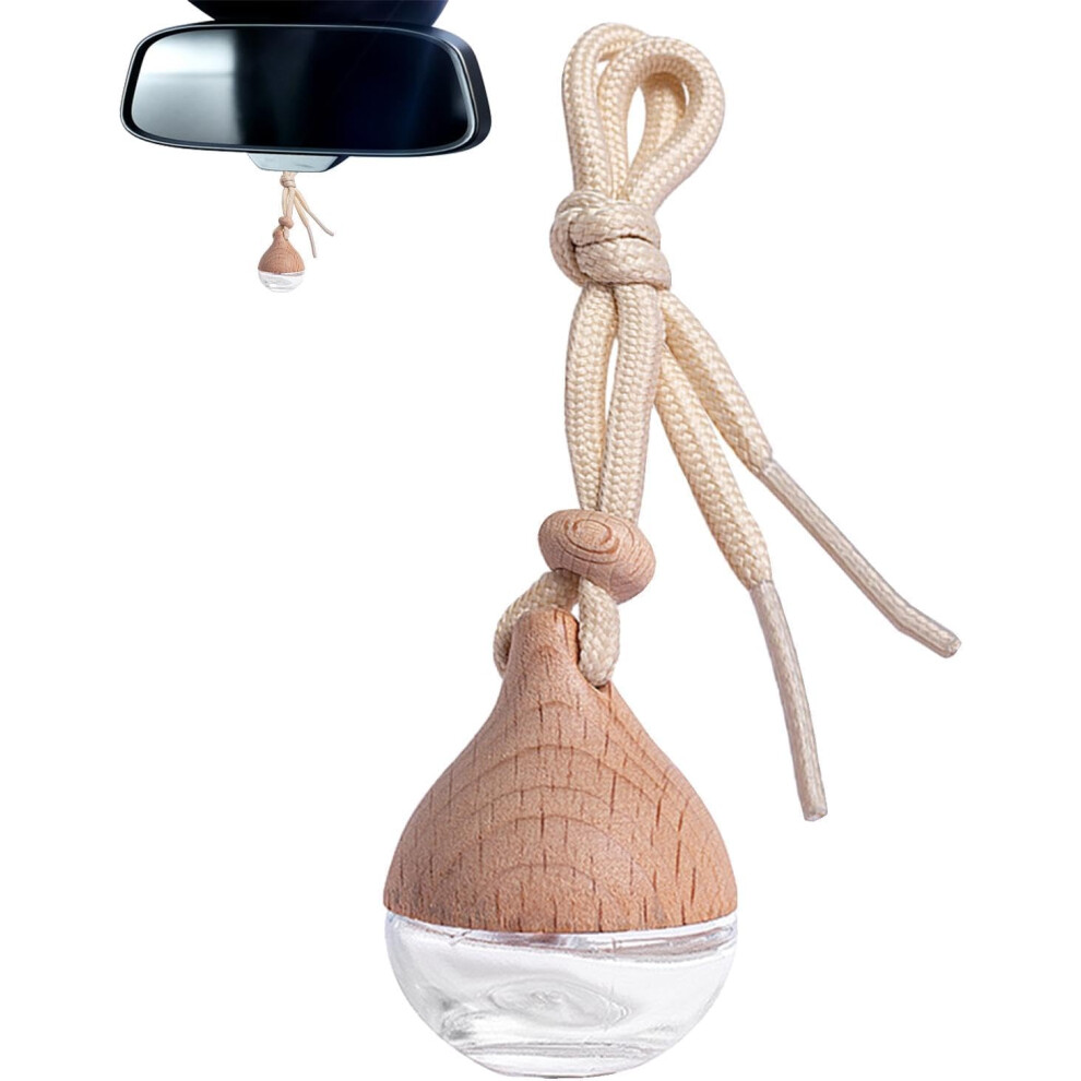 Car Perfume Bottle, Car Hangings Air Freshener Bottle, Wooden Transparent Glass Car Perfume, Aromatherapy Fragrance Esse-ntial Oil Diffuser, Lanyard