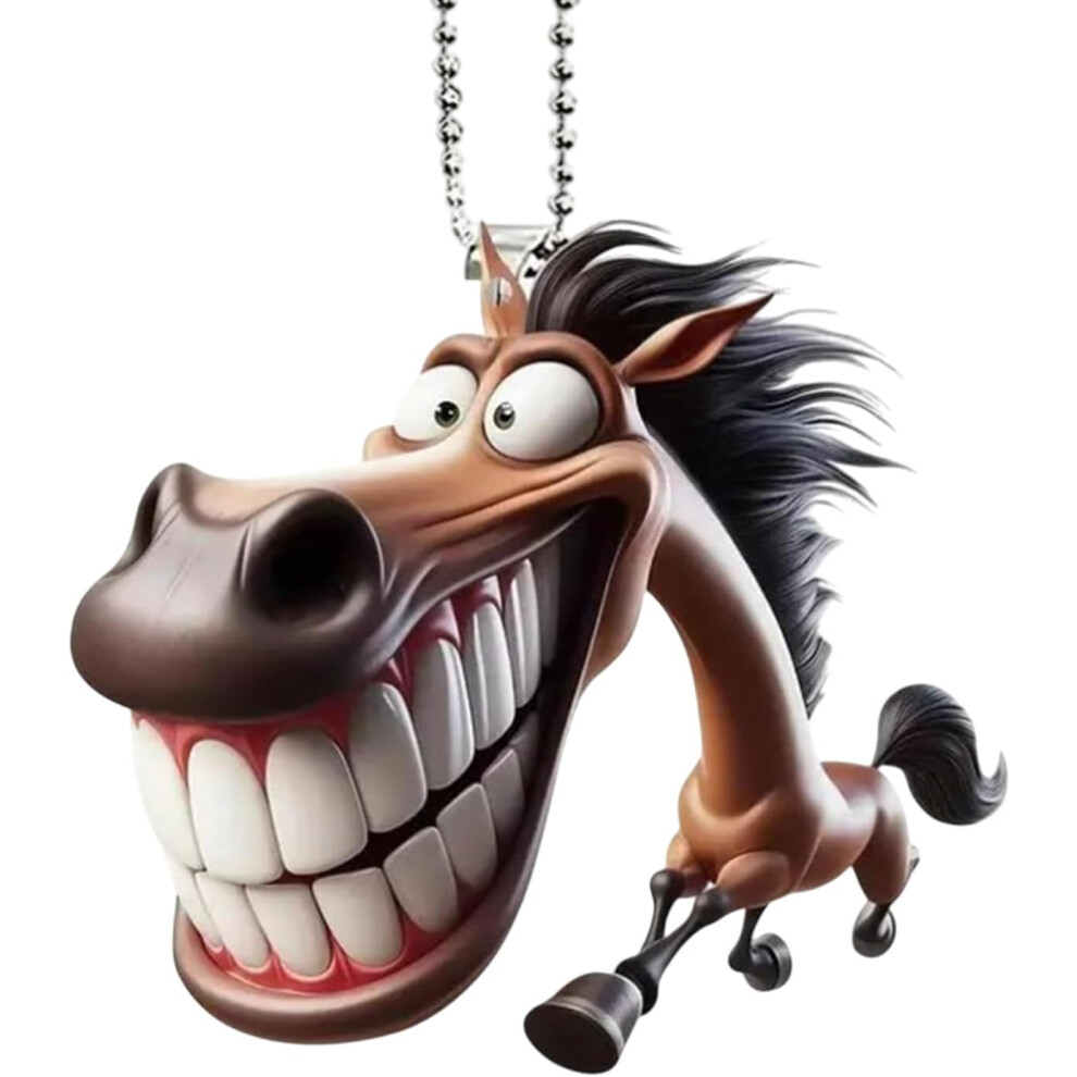 Mirror Ornaments For Car | 2D Acrylic Horse Car Decor | Prank Cartoon Flat Pendant For Vehicle Decor Men Women Christmas Party Birthday Bag