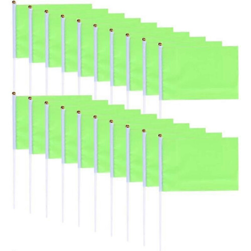 Small Solid Color Flags (Green) 100Pcs Handheld Square Flags Solid Color Mini Flag Party ...
