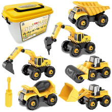 6 In 1 Diy Construction Truck Excavator Truck Children's Educational Toys
