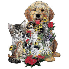 (A4) Wooden Puzzle Dog Cat Animal Shape Adult Children Toy Gift Home Decor