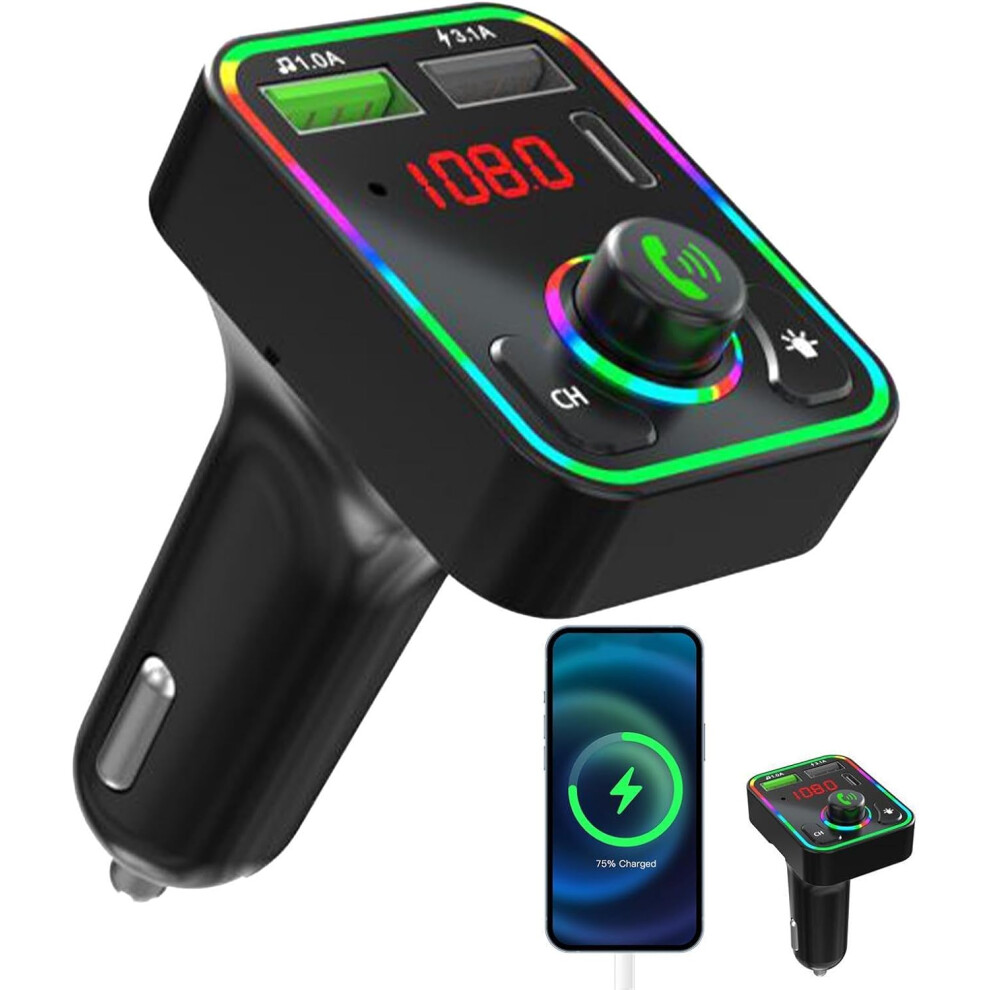 Wireless FM Transmitter for Car | Versatile Car Charger Wireless Transmitter FM Wireless Transmitter | Portable Car Radio Wireless Adapter Wireless Ca