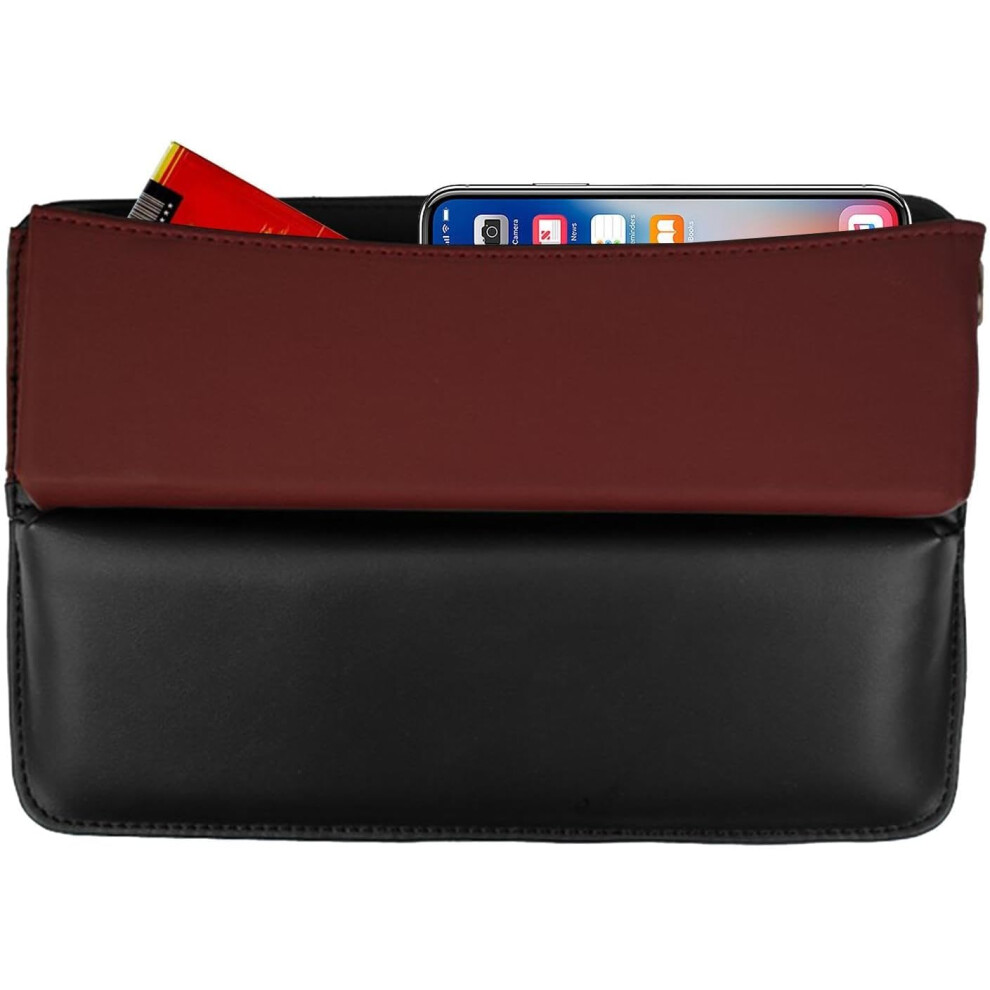 (Wine Red) Car Seat Side Organizer - Portable Seat Gaps Storage Box Car Storage Organizer - Flexible Seats Console Organizer Car Seat Storage Box for