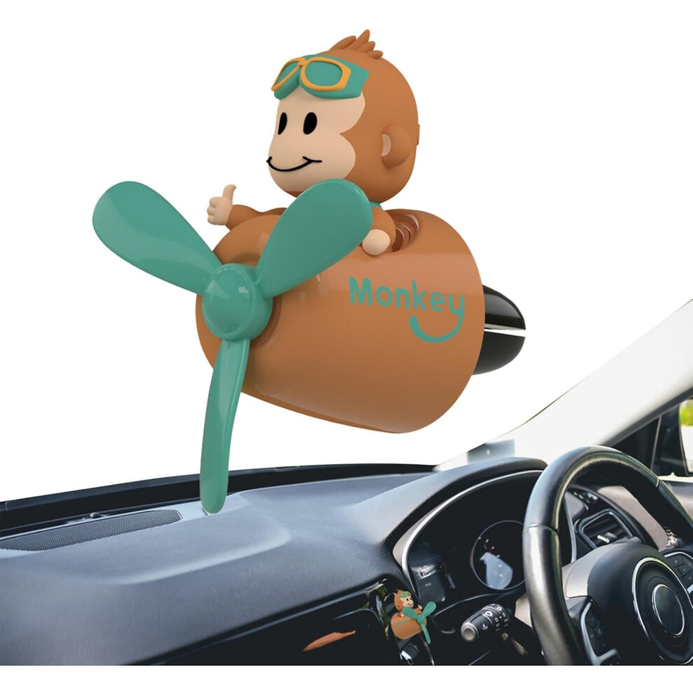 (monkey) Pilot Car Air Outlet Fragrance Diffuser,Cute Animal Pilot Car Diffuser Vent Clip | Car Perfume with 2 Aromatherapy Tablets, Car Interior Deco
