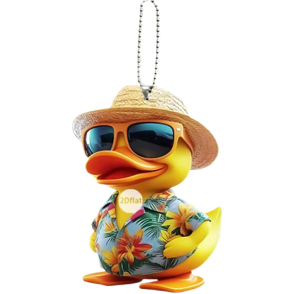(A) Rearview Mirror Ornaments - Hangable 2D Acrylic Duck Ornaments For Car - Decorative Cute Animal Charm For Bag Keychain Adults Kids Yellow