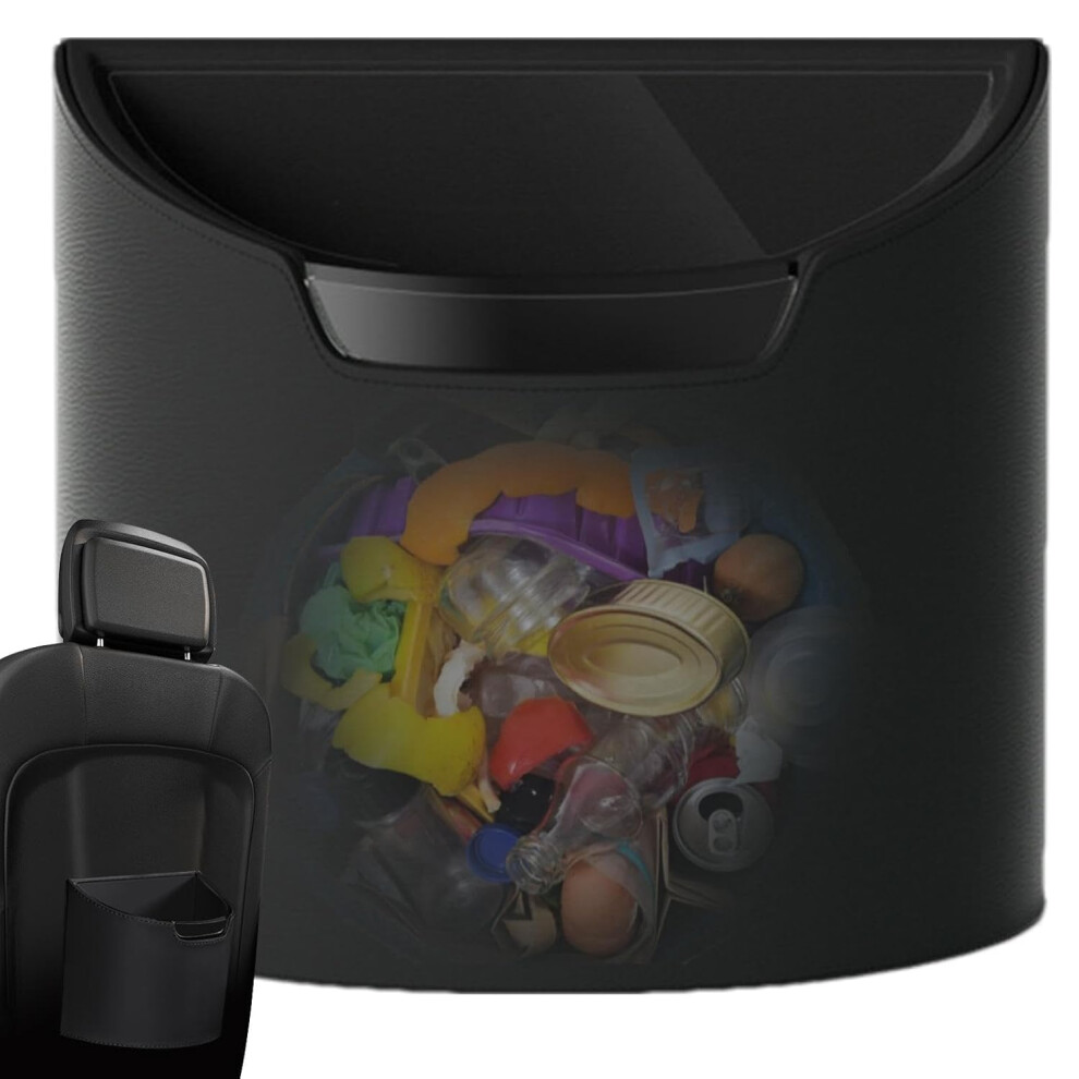 (Black) Car Trash Bin | Waterproof Trash Bin For Car | Small Car Garbage Can, Leakproof Car Trash Bin, Car Accessories For Interior Black