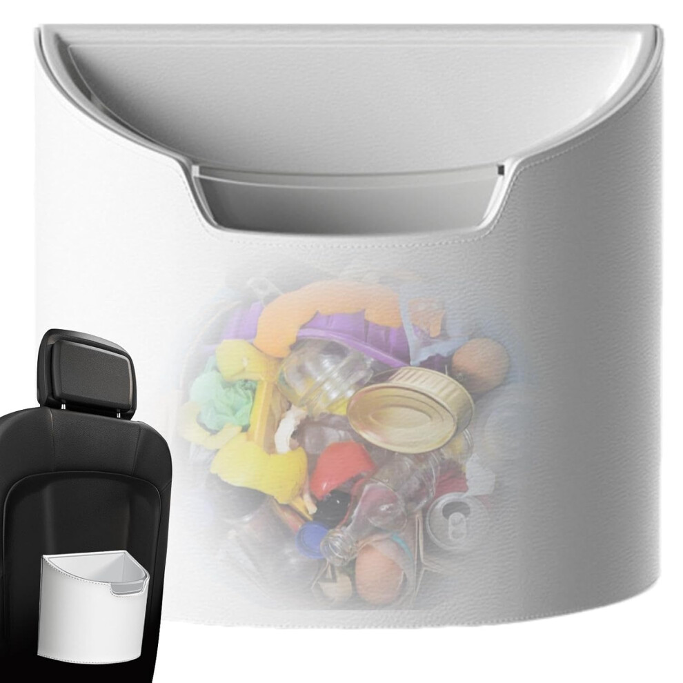 (White) Car Trash Bin | Waterproof Trash Bin For Car | Small Car Garbage Can, Leakproof Car Trash Bin, Car Accessories For Interior White