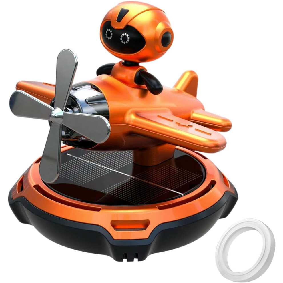 (1 count (Pack of 1), Orange1) Car Air Freshener Diffuser, Car Solar Energy Rotating Aromatherapy, Creative Helicopter Auto Diffuser for Desktop, Bedr