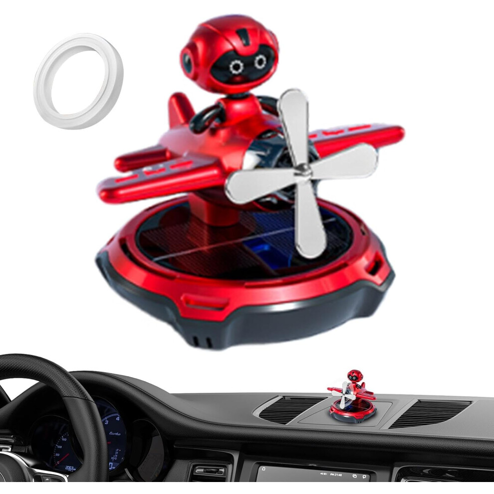 (1 count (Pack of 1), Red) Car Air Freshener Diffuser, Car Solar Energy Rotating Aromatherapy, Creative Helicopter Auto Diffuser for Desktop, Bedroom,