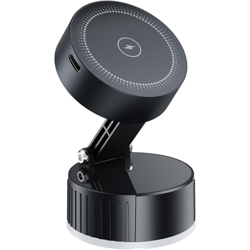Vacuum Magnetic Phone Stand, Magnetic Car Phone Holder, 180 Degree Adjustable 15W Wireless Charging, Multifunctional Removable Mobile Bracket For