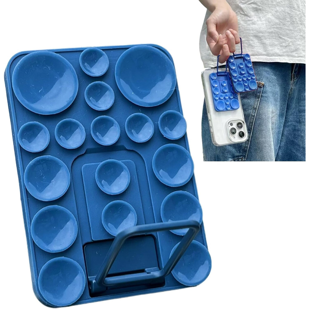 (Blue) Phone Suction Grip,Double Sided Phone Case Mount Sticky Stand Suction Cup - Adhesive Cellphone Strong Adsorption Holder For Dashboard, Center C Blue