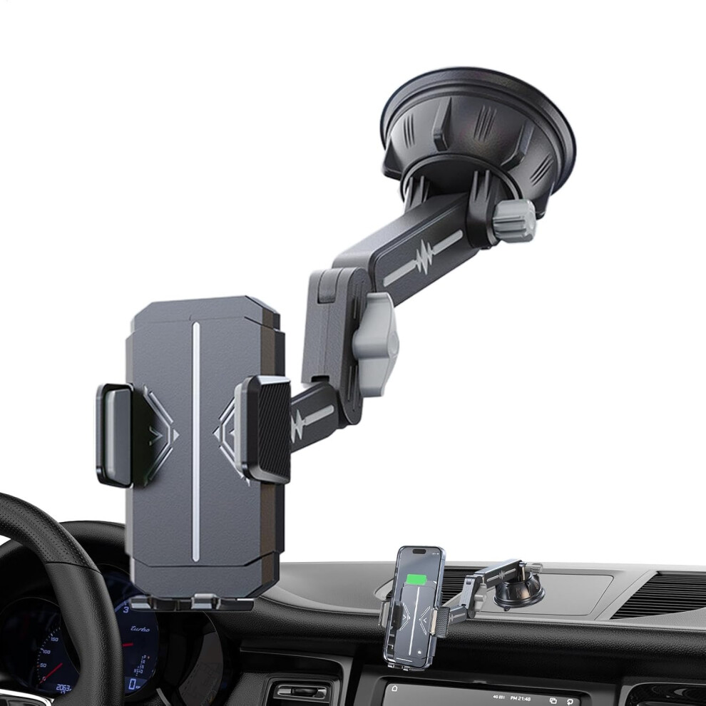 Car Dash Phone Holder - Suction Cup Smartphone Cradles for Truck Dashboard | Adjustable Auto Phone Mount for Trucks, Sedans, Auto