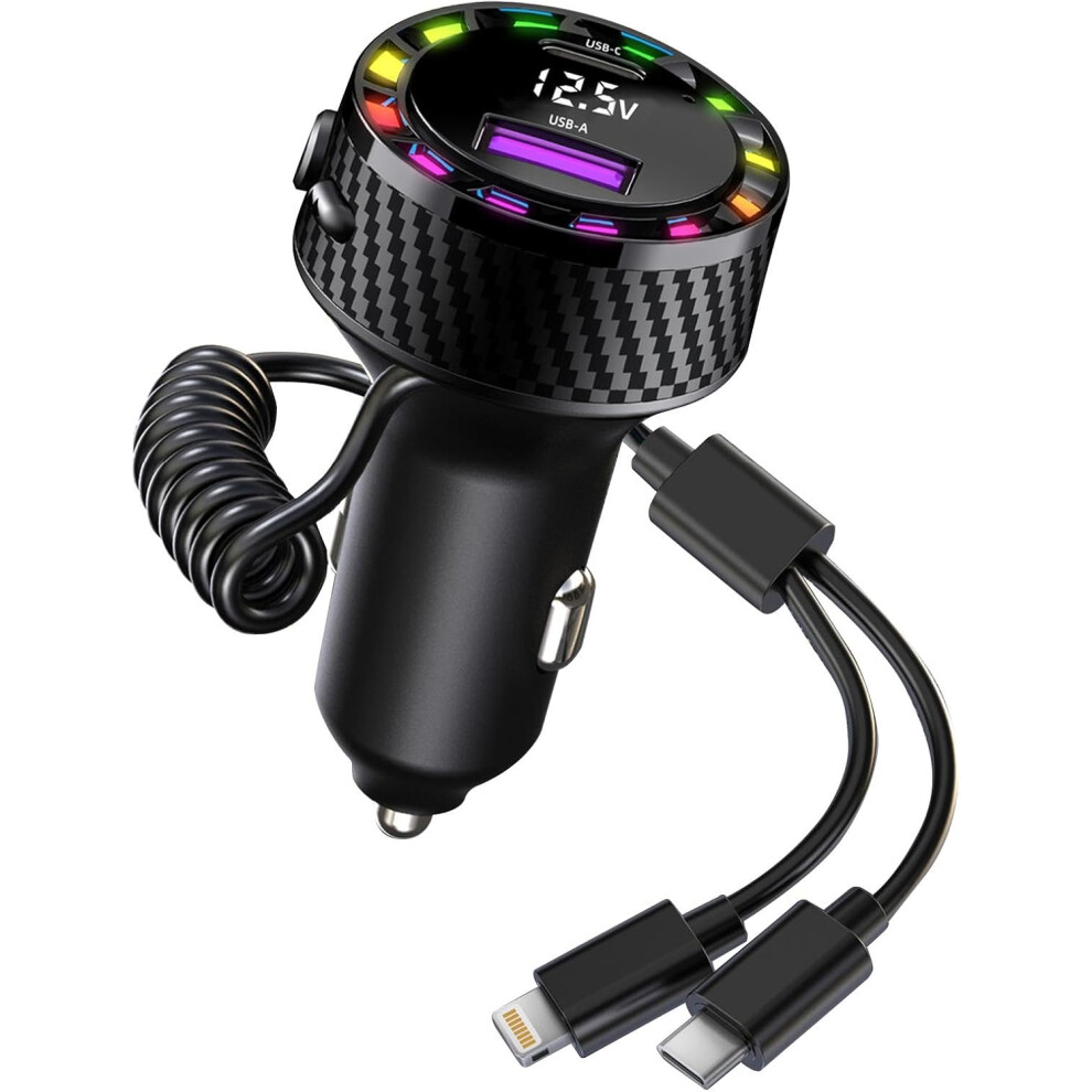 Phone Charger for Car - 2 Ports Car Charger Adapter with Coiled Cord | Fast Charging Car Charger for Most Phones and Tablets, Cell Phone Automobile