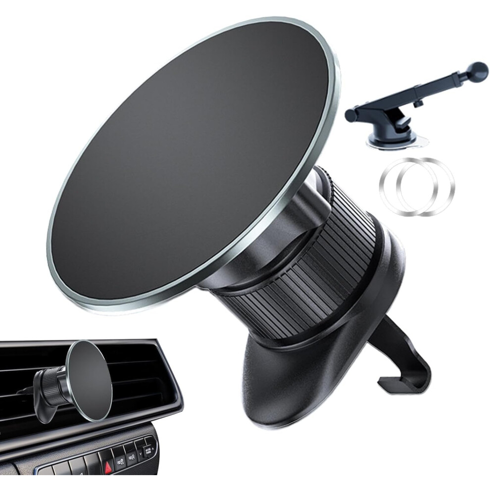 (Gray) Car Vent Cell Phone Holder | Adjustable Portable Car Bracket - Navigation Mount in Vehicle, 360 Degree Rotating Magnetic Phone Mount, Adjustabl
