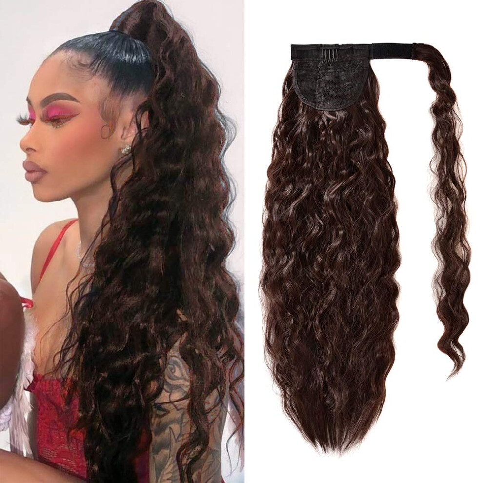 Jaam Yeame Corn Wave Ponytail Extension Clip In - 22 Inch Long Wavy Curly W